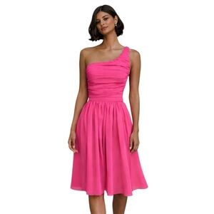 ERIN by Erin Fetherston Pink One Shoulder Mini Cocktail Dress